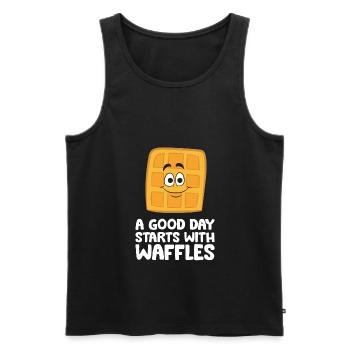 Waffles For Breakfast A Good Day Starts With - Men's Premium Organic Tank Top - black - Front - AI Model Male 178 light (178cm)