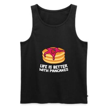 Das Leben ist besser mit Pfannkuchen - Männer Premium Bio Tank Top - Schwarz - Vorne - Michal (187cm)