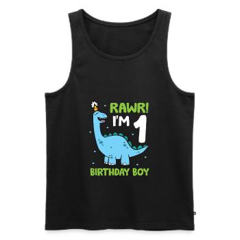Rawr I'm 1 Geburtstagskind Dinosaurier - Männer Premium Bio Tank Top - Schwarz - Vorne - AI Model Male 178 light (178cm)
