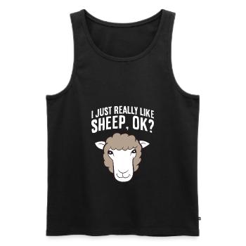 I Just Really Like Sheeps Ok? Lambs Cute Sheep - Men's Premium Organic Tank Top - black - Front - AI Model Male 178 light (178cm)