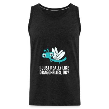 Ich mag Libellen einfach sehr, okay? Niedliche - Männer Premium Bio Tank Top - Anthrazit - Vorne - Alexander (188cm)