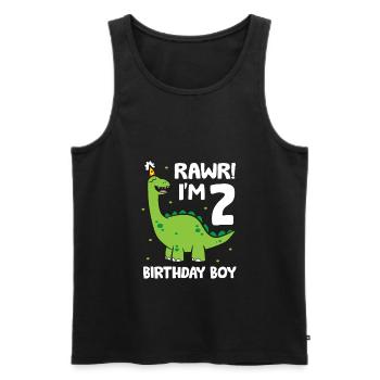Rawr I'm 2 Dinosaurier Geburtstagskind 2. - Männer Premium Bio Tank Top - Schwarz - Vorne - AI Model Male 178 light (178cm)