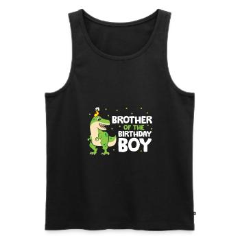 Frère de l’enfant d’anniversaire Dinosaur - Débardeur bio Premium Homme - noir - Devant - AI Model Male 178 light (178cm)