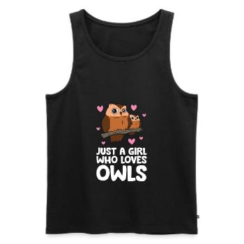 Just a Girl Who Loves Owls Niedliche Eule - Männer Premium Bio Tank Top - Schwarz - Vorne - AI Model Male 178 light (178cm)