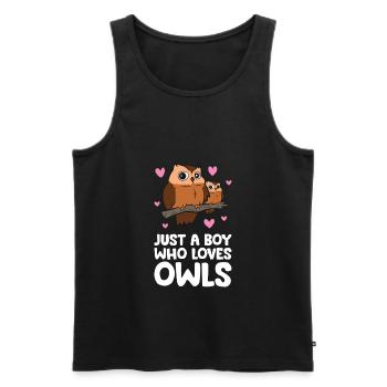 Nur ein Junge, der Eulen liebt Niedliche Eule - Männer Premium Bio Tank Top - Schwarz - Vorne - AI Model Male 178 light (178cm)