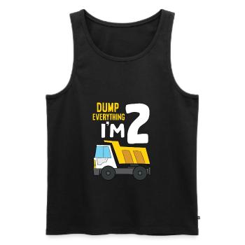 Dump Everything I’m 2 Anniversaire Construction 2ème - Débardeur bio Premium Homme - noir - Devant - Michal (187cm)