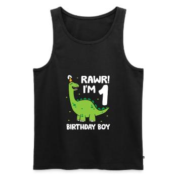 Rawr I'm 1 Dinosaurier Geburtstagskind 1. - Männer Premium Bio Tank Top - Schwarz - Vorne - AI Model Male 178 light (178cm)
