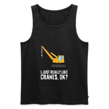 Baukran Ich mag Kräne einfach sehr - Männer Premium Bio Tank Top - Schwarz - Vorne - Michal (187cm)
