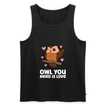 Eule Sie brauchen Liebe Niedliche Eule - Männer Premium Bio Tank Top - Schwarz - Vorne - AI Model Male 178 light (178cm)