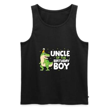 Oncle de l’enfant d’anniversaire Dinosaur - Débardeur bio Premium Homme - noir - Devant - Michal (187cm)