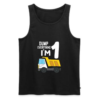 Dump Truck 1st Birthday Dump Everything I'm 1 - Men's Premium Organic Tank Top - black - Front - AI Model Male 178 light (178cm)