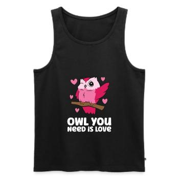 Eule Sie brauchen Liebe Niedliche Eule - Männer Premium Bio Tank Top - Schwarz - Vorne - AI Model Male 178 light (178cm)