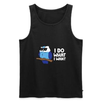 Ich mache was ich will Eule mit Sonnenbrille - Männer Premium Bio Tank Top - Schwarz - Vorne - AI Model Male 178 light (178cm)