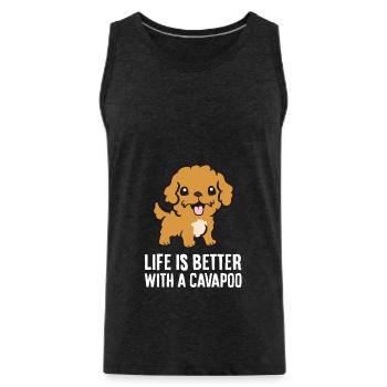 Cavapoo Pet Dog La vie est meilleure avec - Débardeur bio Premium Homme - charbon - Devant - Alexander (188cm)