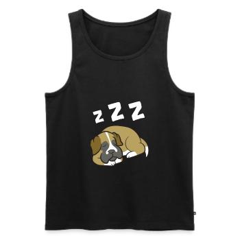 Boxer Chien Sommeil Pyjama Boxer Chien - Débardeur bio Premium Homme - noir - Devant - AI Model Male 178 light (178cm)