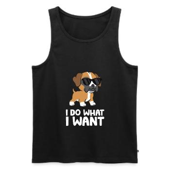 Boxer Hund Haustier Boxer Hund Ich mache was ich - Männer Premium Bio Tank Top - Schwarz - Vorne - AI Model Male 178 light (178cm)
