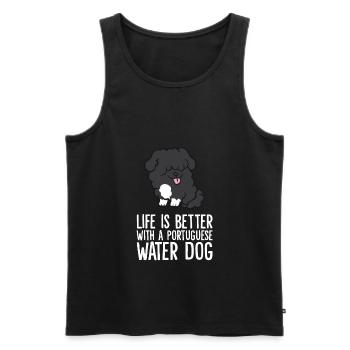 Life Is Better With A Portuguese Water Dog - Men's Premium Organic Tank Top - black - Front - Michal (187cm)
