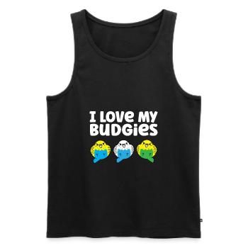 Budgie Parakeet Bird Owner I Love My Budgies - Men's Premium Organic Tank Top - black - Front - Michal (187cm)