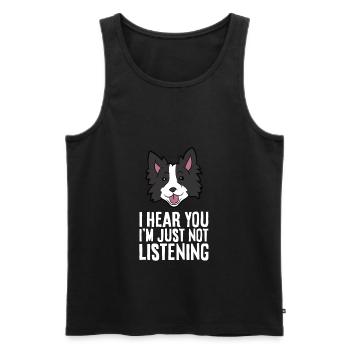 Border Collie Dog Je t’entends, je n’entends que - Débardeur bio Premium Homme - noir - Devant - Michal (187cm)