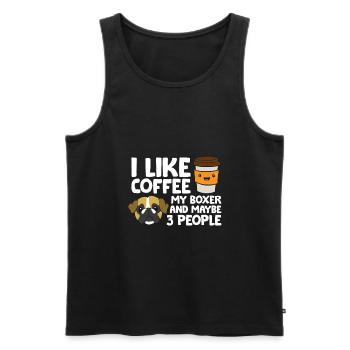J’aime le café, mon boxer et peut-être 3 - Débardeur bio Premium Homme - noir - Devant - Michal (187cm)