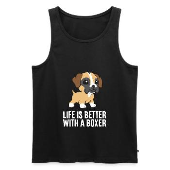 Boxer Dog Owner La vie est meilleure avec un - Débardeur bio Premium Homme - noir - Devant - Michal (187cm)