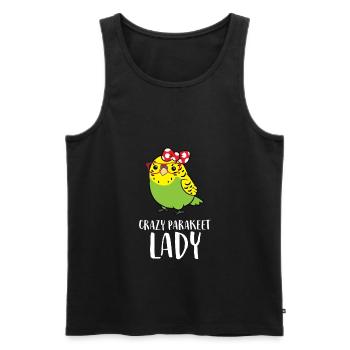 Crazy Parakeet Lady - Men's Premium Organic Tank Top - black - Front - Michal (187cm)