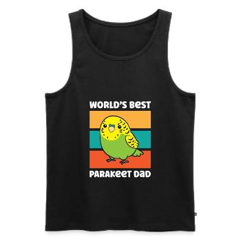 Parakeet Budgerigar Bird Papa Worlds Best - Men's Premium Organic Tank Top - black - Front - Michal (187cm)