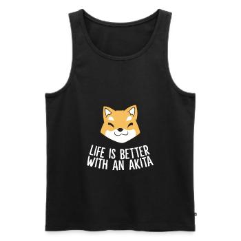 Das Leben ist besser mit einem Akita - Männer Premium Bio Tank Top - Schwarz - Vorne - Michal (187cm)