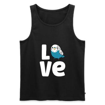 Perruche Oiseau Amour Perruche Mignonne - Débardeur bio Premium Homme - noir - Devant - AI Model Male 178 light (178cm)