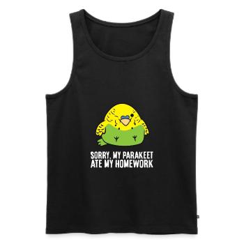 Parakeet School Homework Sorry My Parakeet Ate My - Men's Premium Organic Tank Top - black - Front - Michal (187cm)