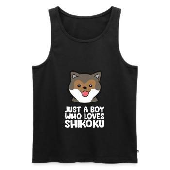 Just a Boy Who Loves Shikoku Dogs - Men's Premium Organic Tank Top - black - Front - Michal (187cm)