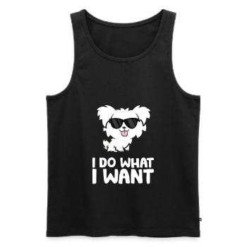 Morkie Welpe Ich mache was ich will Lustiger - Männer Premium Bio Tank Top - Schwarz - Vorne - Michal (187cm)