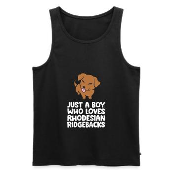 Just a Boy Who Loves Rhodesian Ridgebacks - Männer Premium Bio Tank Top - Schwarz - Vorne - Michal (187cm)