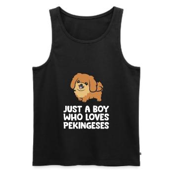 Just a Boy Who Loves Pekingeses - Men's Premium Organic Tank Top - black - Front - Michal (187cm)