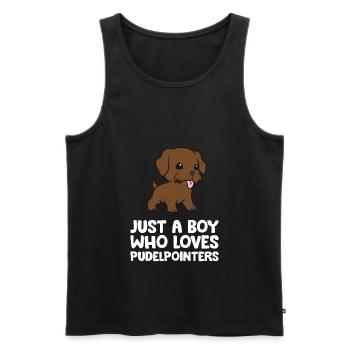 Juste un garçon qui aime les pointeurs de caniche - Débardeur bio Premium Homme - noir - Devant - AI Model Male 178 light (178cm)
