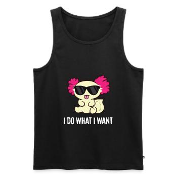 Je fais ce que je veux Drôle de salamandre mexicaine Kawaii - Débardeur bio Premium Homme - noir - Devant - Michal (187cm)