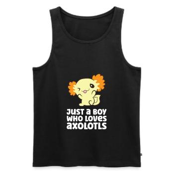 Juste un garçon qui aime Axolotls - Débardeur bio Premium Homme - noir - Devant - Michal (187cm)