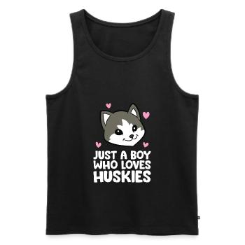 Siberian Husky Dog Just a Boy Who Loves Huskies - Männer Premium Bio Tank Top - Schwarz - Vorne - Michal (187cm)