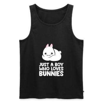 Juste un garçon qui aime les lapins - Débardeur bio Premium Homme - noir - Devant - AI Model Male 178 light (178cm)