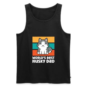 Worlds Best Husky Dad Siberian Husky Dog - Männer Premium Bio Tank Top - Schwarz - Vorne - Michal (187cm)