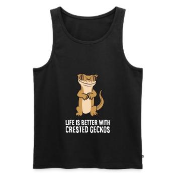 Life Is Better With Crested Geckos Reptile Lizard - Men's Premium Organic Tank Top - black - Front - AI Model Male 178 light (178cm)