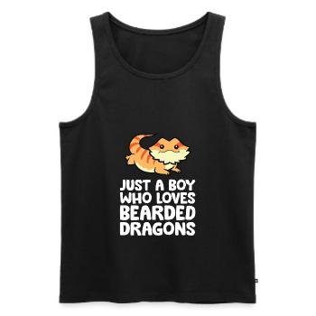 Bearded Dragon Lizard Just a Boy Who Loves - Men's Premium Organic Tank Top - black - Front - Michal (187cm)