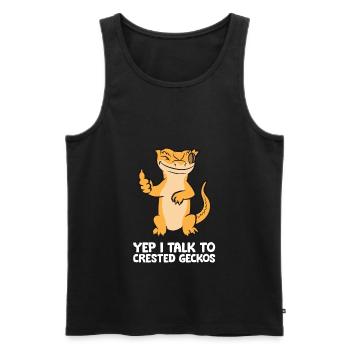 Crested Gecko Owner Reptile Yep I Talk To Crested - Men's Premium Organic Tank Top - black - Front - AI Model Male 178 light (178cm)