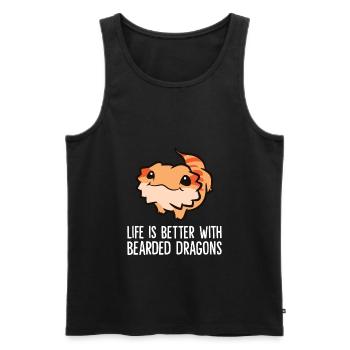 Das Leben ist besser mit Bartagamen Reptilien - Männer Premium Bio Tank Top - Schwarz - Vorne - Michal (187cm)
