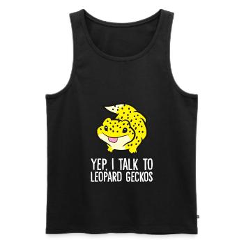 Leopard Gecko Owner Reptile Yep I Talk To Leopard - Men's Premium Organic Tank Top - black - Front - AI Model Male 178 light (178cm)