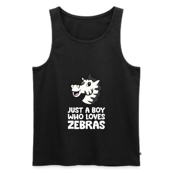 Just a Boy Who Loves Zebras - Men's Premium Organic Tank Top - black - Front - Michal (187cm)