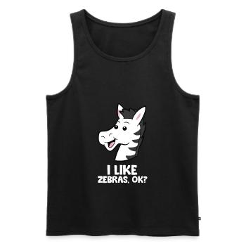 I Like Zebras Ok? Funny Zebra Lover - Men's Premium Organic Tank Top - black - Front - AI Model Male 178 light (178cm)
