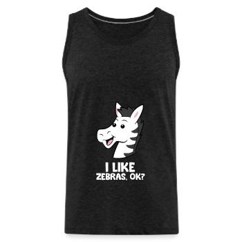 I Like Zebras Ok? Funny Zebra Lover - Men's Premium Organic Tank Top - charcoal grey - Front - Alexander (188cm)