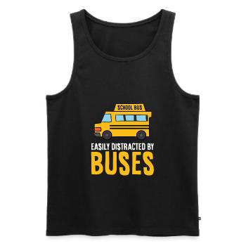 Autobus scolaire légèrement distrait par les autobus - Débardeur bio Premium Homme - noir - Devant - AI Model Male 178 light (178cm)