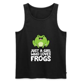 Amoureux des grenouilles Juste une fille qui grenouille - Débardeur bio Premium Homme - noir - Devant - Michal (187cm)